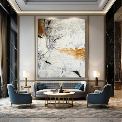 Extra - Large Hand - Painted Textured Custom Abstract Canvas, for Decorating Bar and Entryway DKH1457