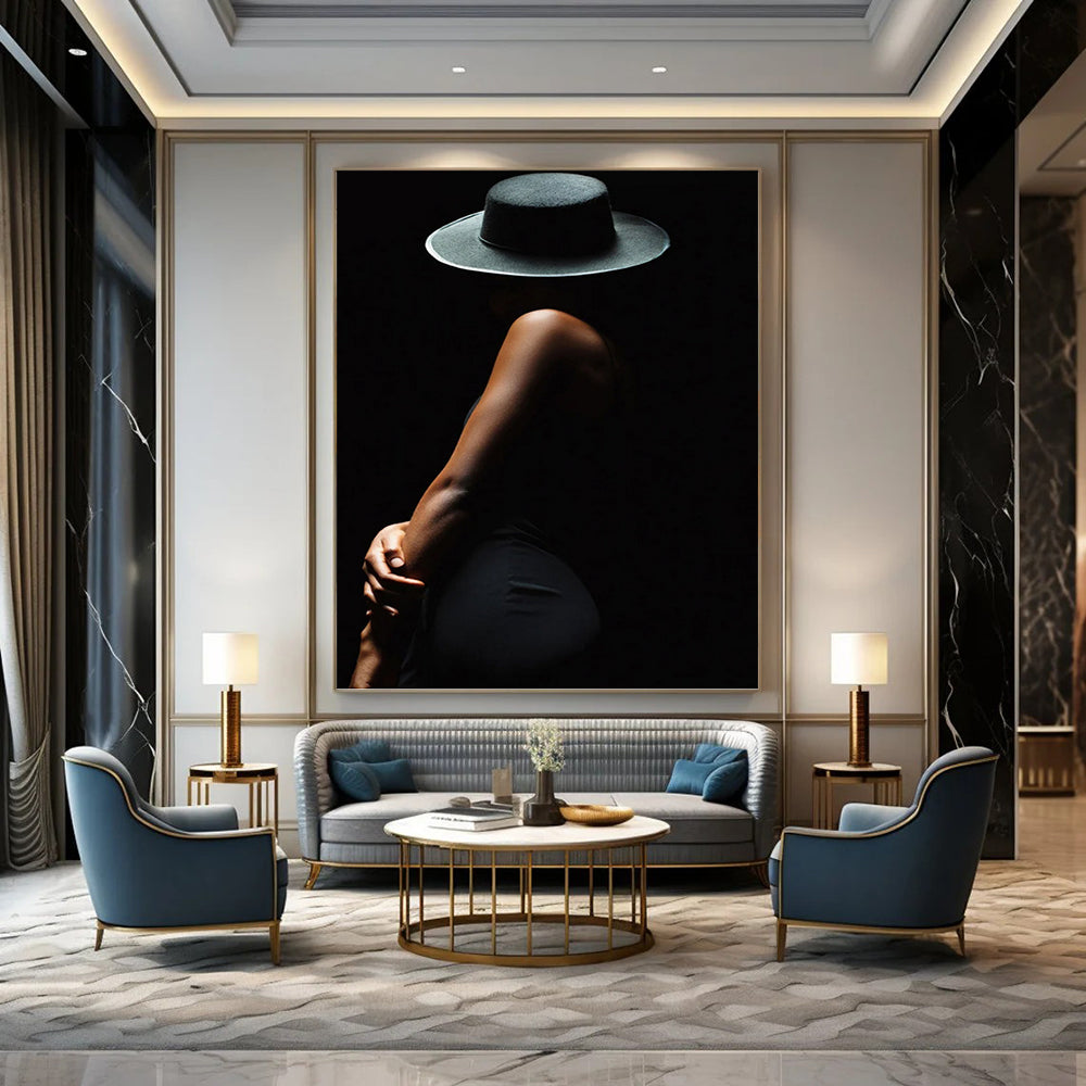 Dramatic Vertical Hand - Painted Textured Custom Abstract Gemstone with Lightning - Bolt Textures, Ideal for Living Room and Bar DKH1606