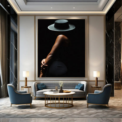 Dramatic Vertical Hand - Painted Textured Custom Abstract Gemstone with Lightning - Bolt Textures, Ideal for Living Room and Bar DKH1606