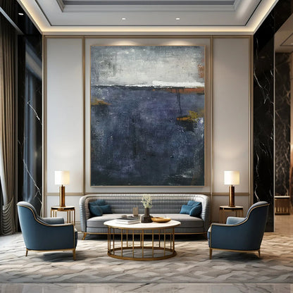 Lofty - Sized Vertical Hand - Painted Custom Abstract Requiem (with Dynamic Textures) for Office and Dining Room DKH1573