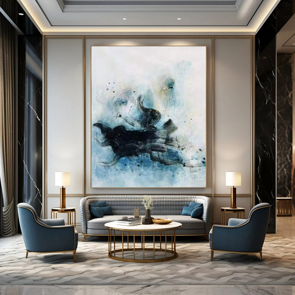 Enormous-Scale Hand-Painted Abstract Wall Installations for Bedroom & Hotel LargeART2305