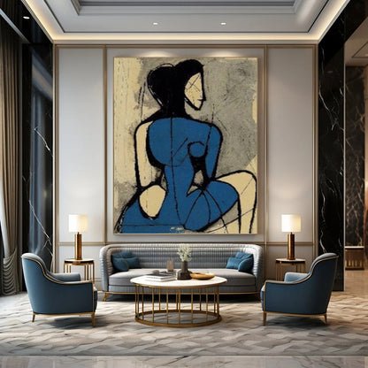 Large - Sized Assertive Hand - Painted Textured Abstract Canvas for Hallway & Office DKH1417