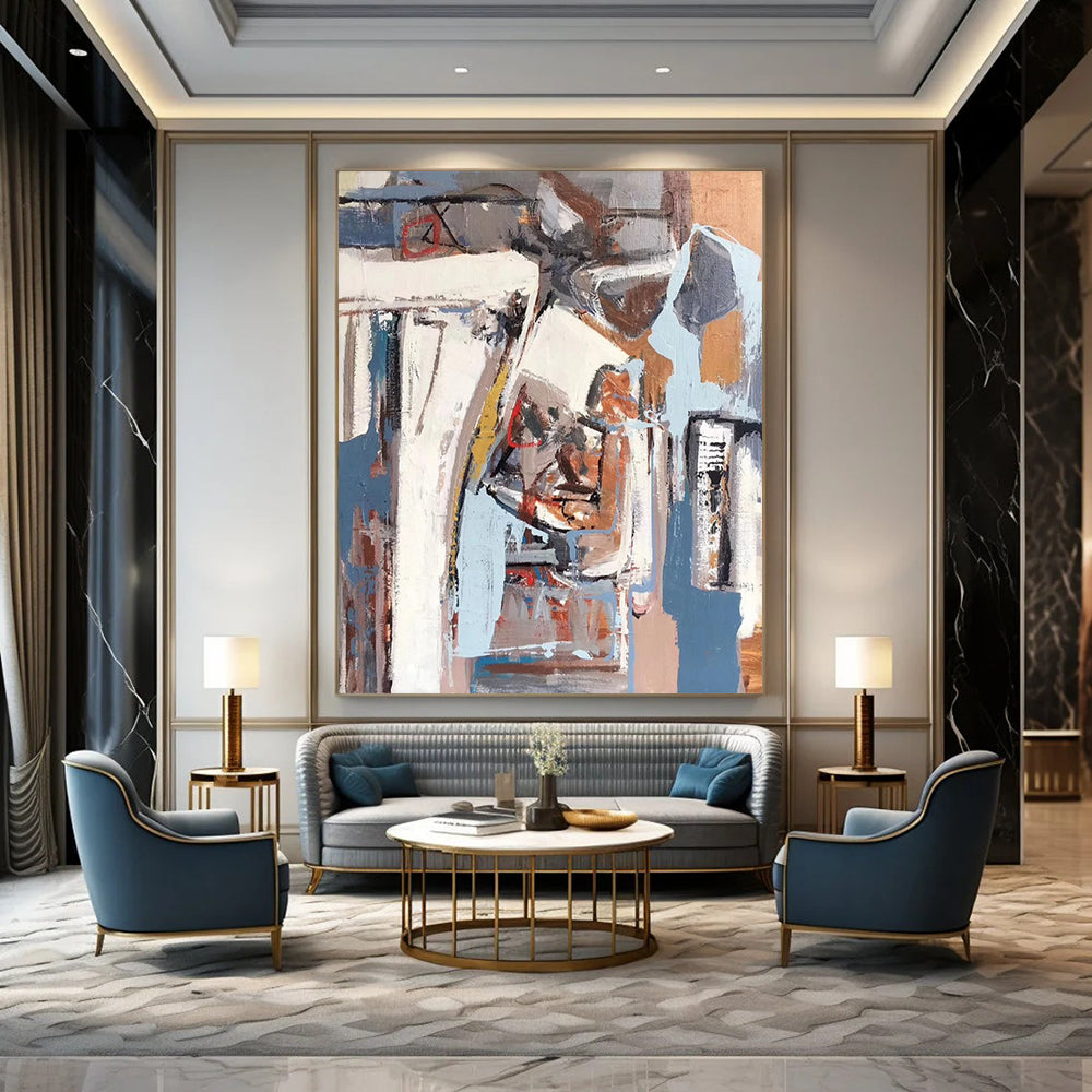 Super - Sized Hand - Painted Textured Custom Abstract Gem for Bedroom and Entryway DTP041