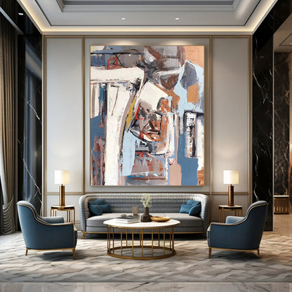 Super - Sized Hand - Painted Textured Custom Abstract Gem for Bedroom and Entryway DTP041