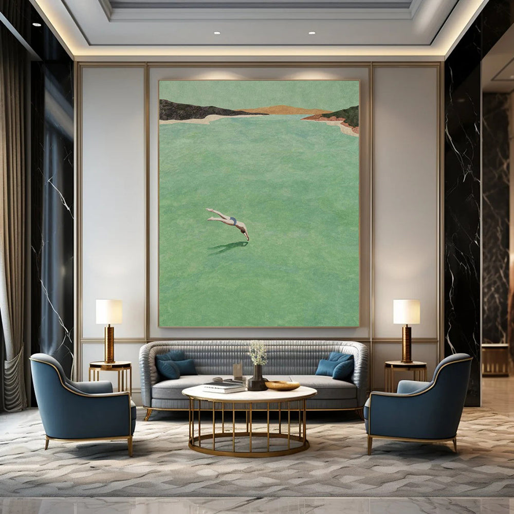 Custom Hand-Painted Big-Size Abstract Paintings for Hotel & Entryway DTP304