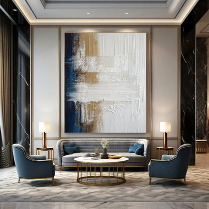 Contemporary hand-painted abstract art featuring vibrant colors and dynamic shapes perfect for enhancing modern living spaces. DLZ1772