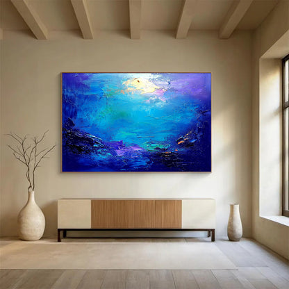 “Vibrant Ocean Swirl” - Blue, Purple, Green, Abstract Sea - Oil Painting HB1477