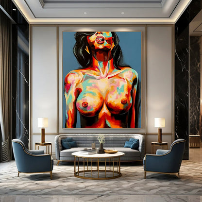 Custom Vertical Hand - Painted Abstract Art for Entryway and Hallway DKH1629