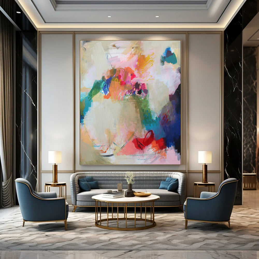 Large-Scale Custom Hand-Painted Abstract Art for Hallway & Entryway LargeART1856