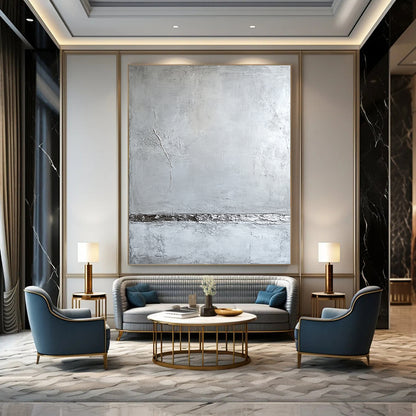 Contemporary abstract artwork featuring a textured grey plaster wall in soothing neutral tones inspired by Aron Demisier's minimalist style. DLZ0601