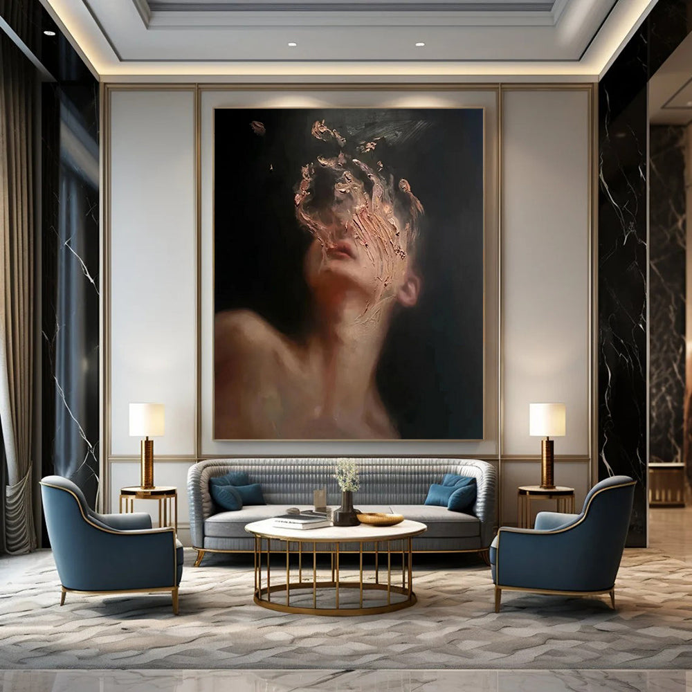 Custom Hand-Painted Abstract Art: Textured Styles for Bar & Hotel DTP315