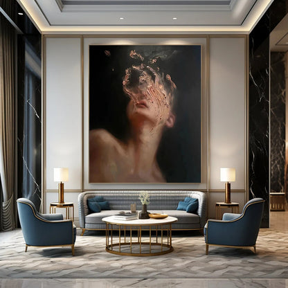 Custom Hand-Painted Abstract Art: Textured Styles for Bar & Hotel DTP315