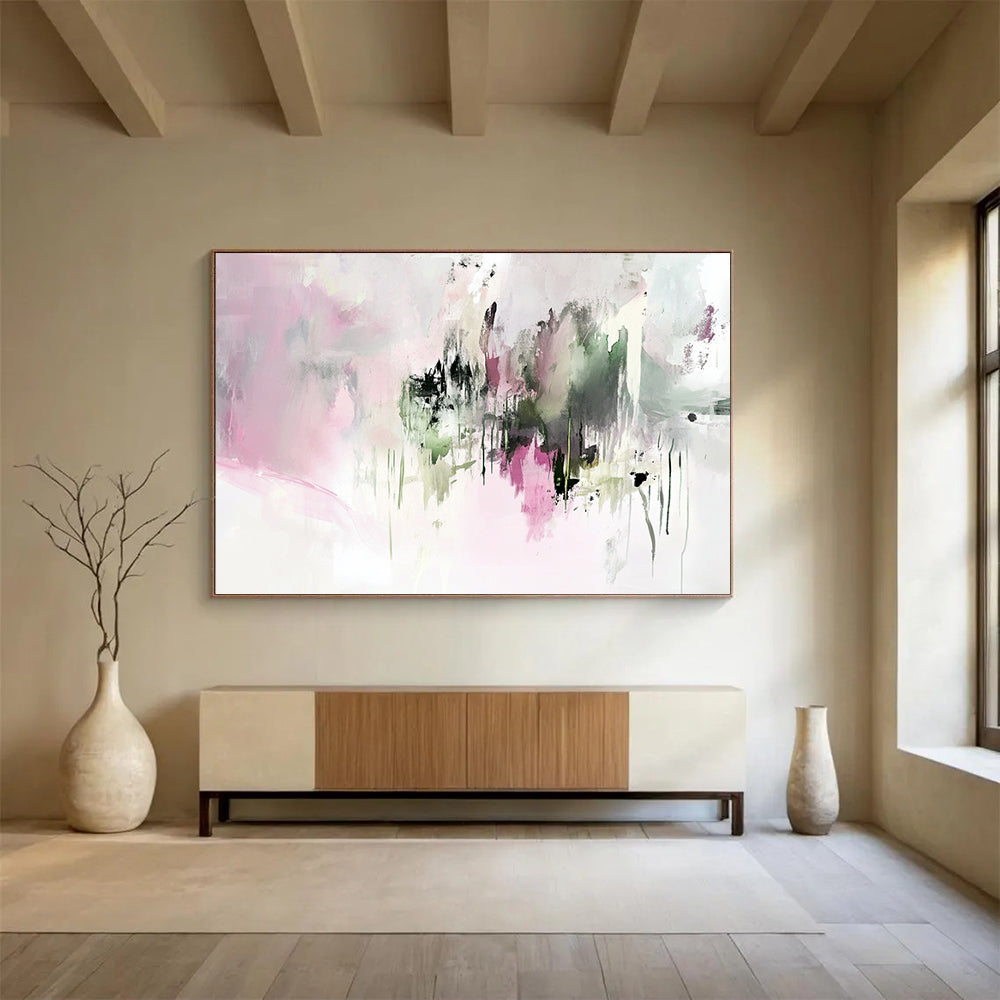 “Soft Colorful Abstract Drips” - Soft Palette, Abstract Drip Shapes Painting On Canvas HB0865