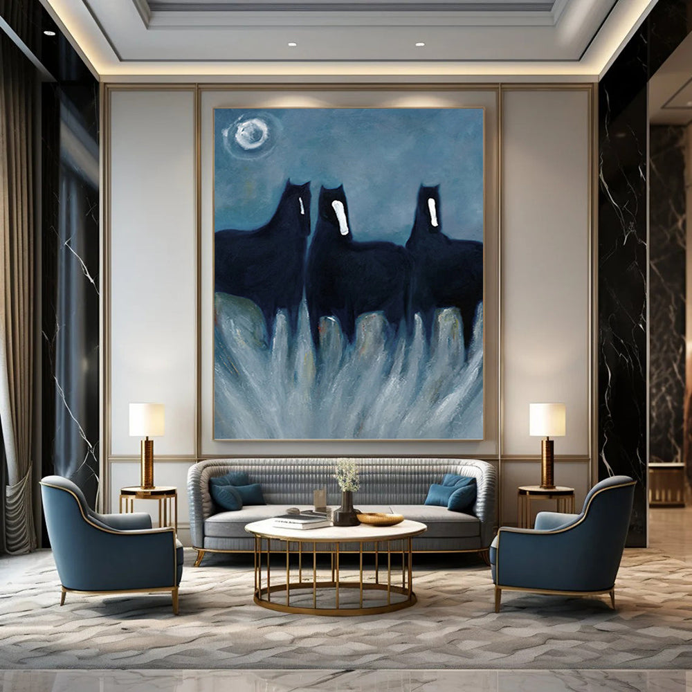 Large - Scale Hand - Painted Custom Abstract Canvas (with Unique Textures), for Decorating Dining Room and Bar DKH1444