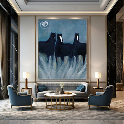 Large - Scale Hand - Painted Custom Abstract Canvas (with Unique Textures), for Decorating Dining Room and Bar DKH1444