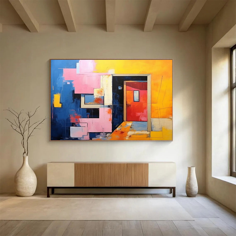 Exquisite Hand - Painted Textured Abstract Mural for Office & Entryway DKH642