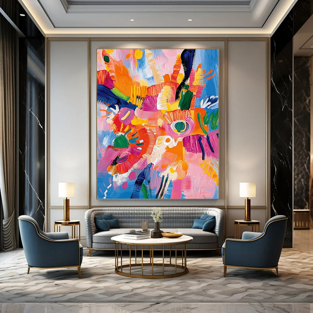Custom Hand-Painted Abstract Art: Textured Styles for Bar & Hotel DTP287