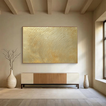 “Golden Ripple Texture” - Gold, Textured Abstract Painting On Canvas HB0725