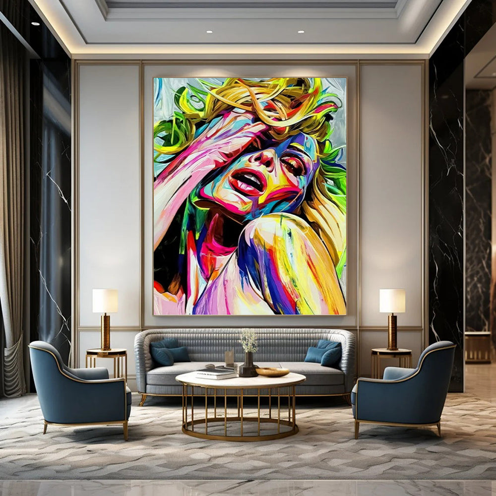 Vertical Hand - Painted Textured Custom Abstract Painting for Living Room and Office DKH1638