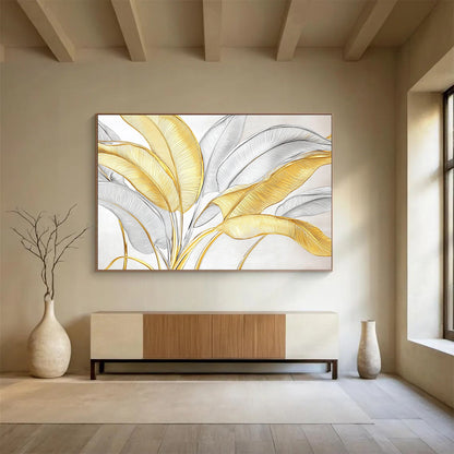 “Gold - Silver Leaf Patterns” - Metallic Botanical Painting HB0530
