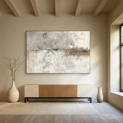 “Neutral Abstract Layers” - Gray, Beige, Abstract Minimalist Painting On Canvas HB1108