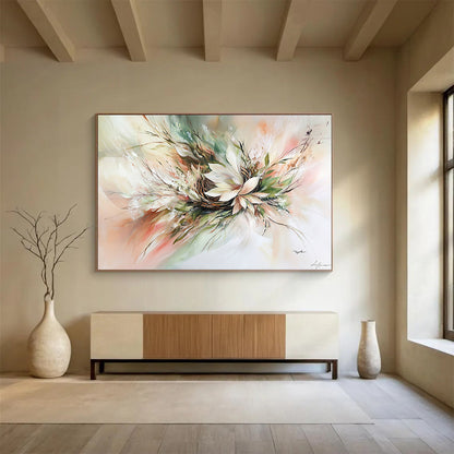 Soft Colorful Floral Abstract - “Blush Bouquet” Painting On Canvas HB1463