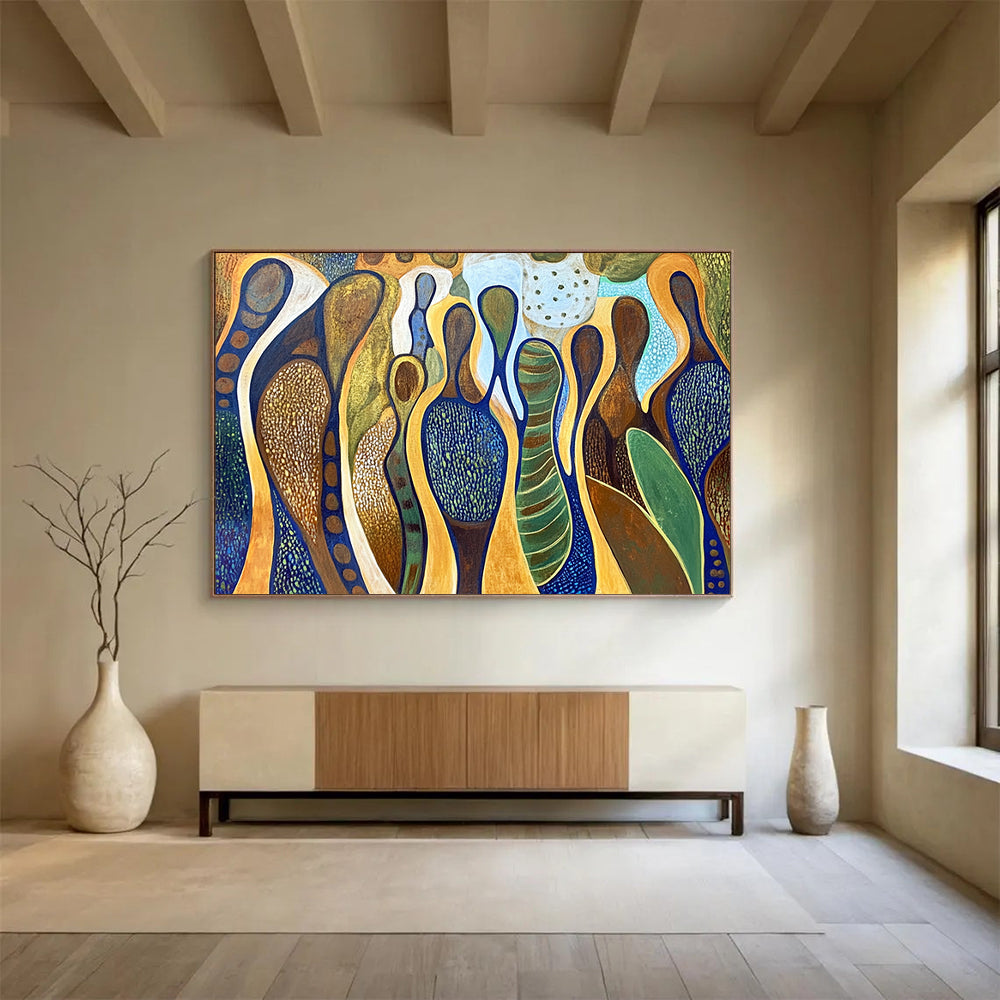 “Organic Shape Abstract” - Earthy Colors, Organic Forms - Painting On Canvas HB1411
