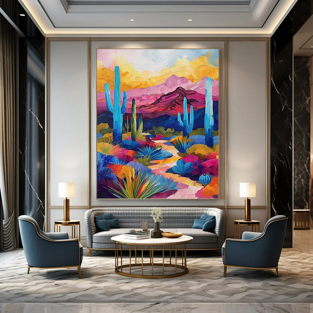 Sky - High Vertical Hand - Painted Textured Custom Abstract Mural for Bar and Hallway DKH1556