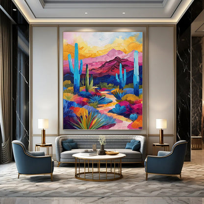 Sky - High Vertical Hand - Painted Textured Custom Abstract Mural for Bar and Hallway DKH1556