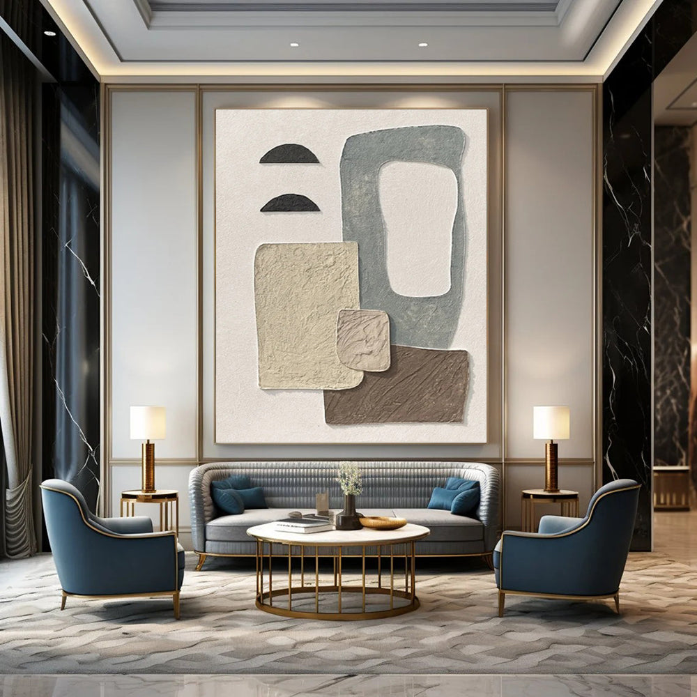 Custom - Designed by Designers: Hand - Rendered Textured Canvas Painting for Office & Hallway DKH1135