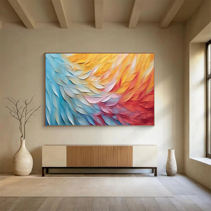 Colorful Feather - Textured Abstract - Modern Living Room Art DLZ201