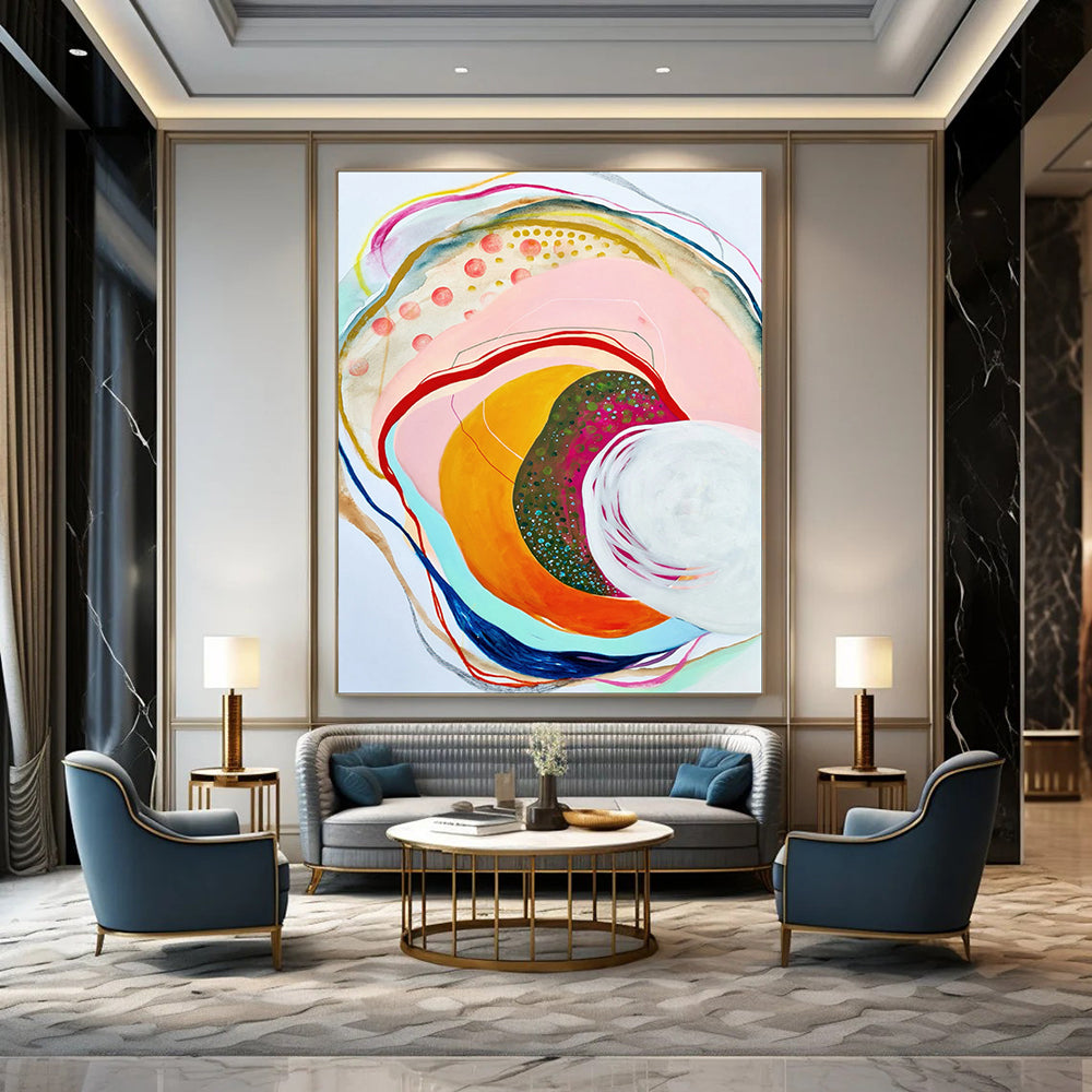 Large-Scale Custom Hand-Painted Abstract Art for Living Room & Dining Room LargeART1848