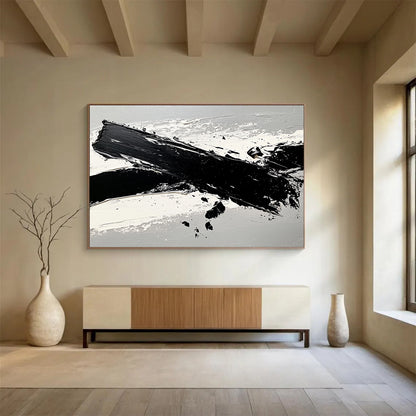“Expressive Black & White Strokes” - Blacks, Whites, Grays, Abstract Brushstrokes - Acrylic Painting HB1621