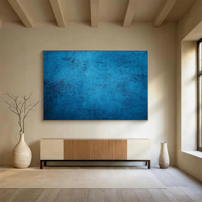 Solid Blue Textured Background - Minimalist Abstract Painting On Canvas HB0470