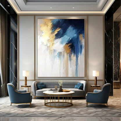 Contemporary hand-painted abstract artwork featuring vibrant colors and dynamic shapes, perfect for enhancing modern living spaces and inspiring creativity. DLZ1764