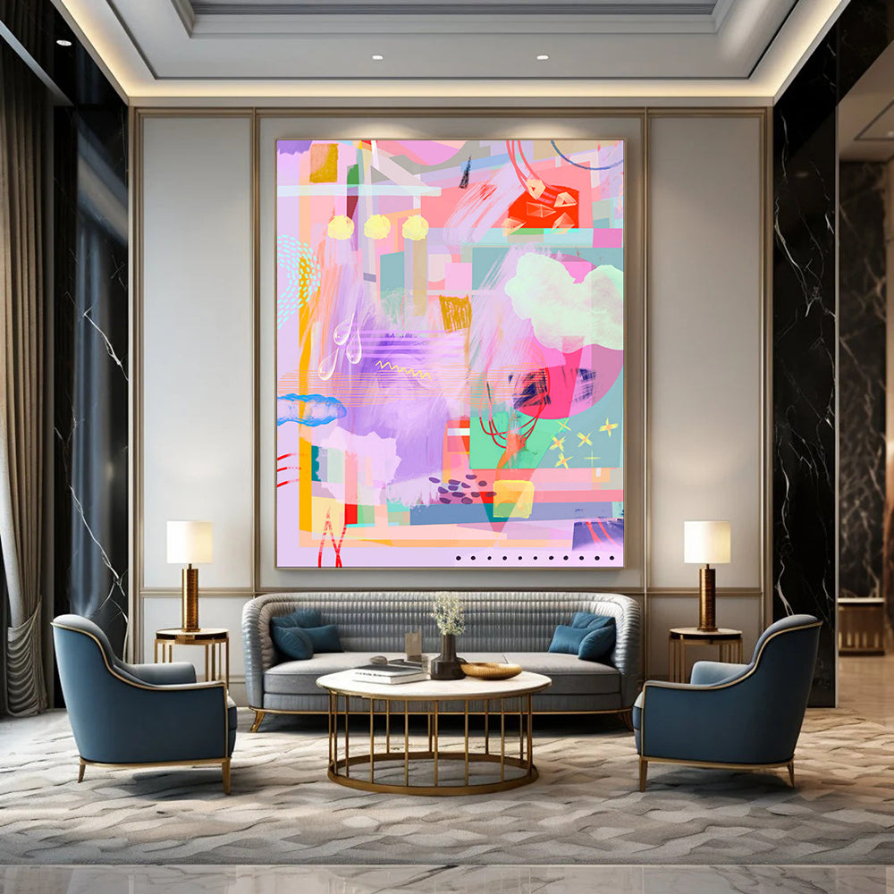 Large-Scale Custom Hand-Painted Abstract Art for Bedroom & Hotel LargeART1864