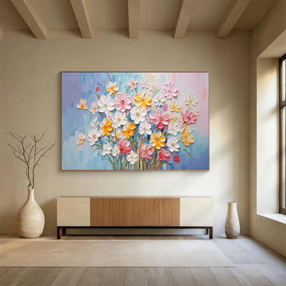 Textured Flower Bouquet - Cheerful Living Room or Dining Room Art DLZ210