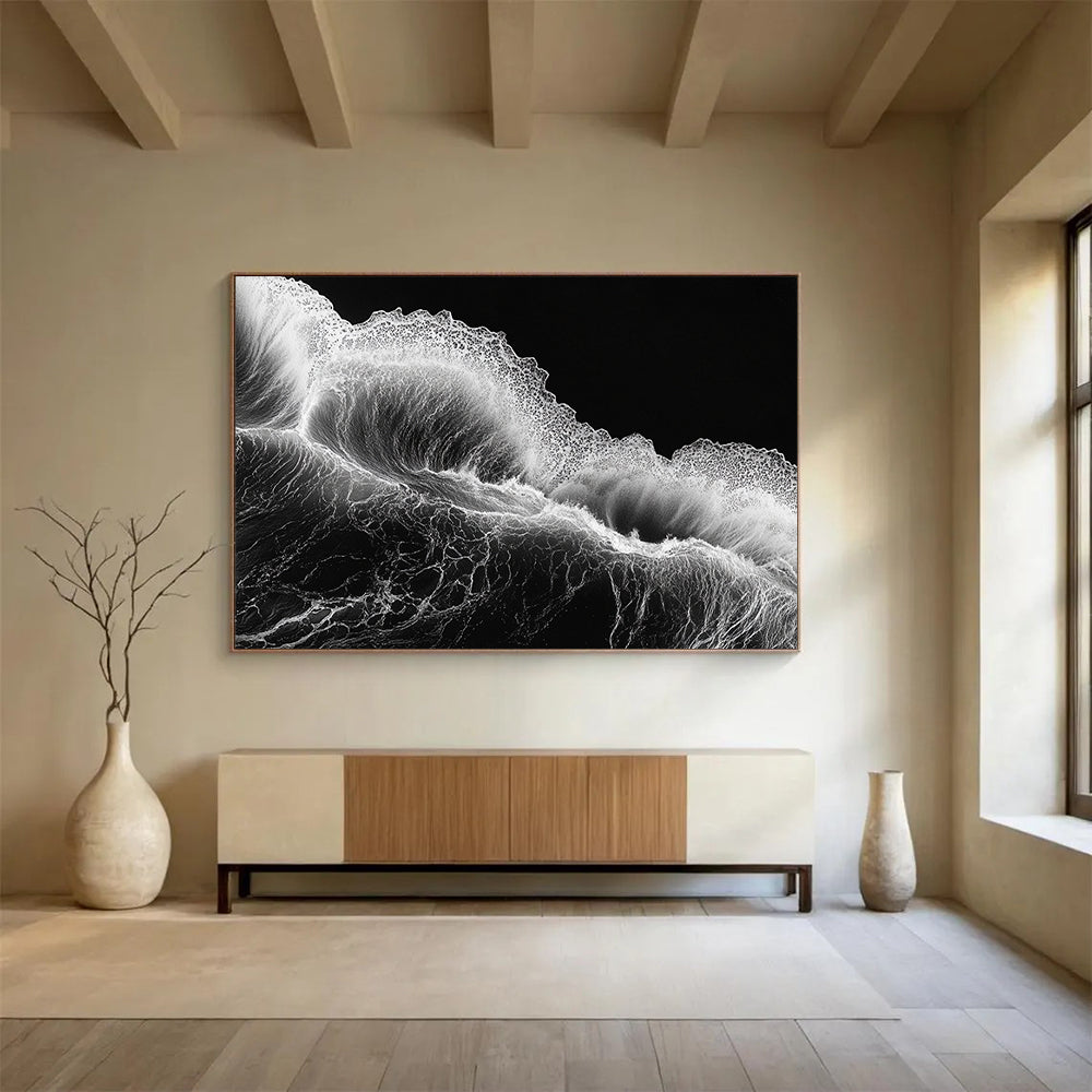 “Monochrome Wave Dynamics” - Blacks, Whites, Textured Waves - Photographic Art HB1620