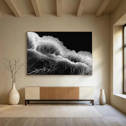 “Monochrome Wave Dynamics” - Blacks, Whites, Textured Waves - Photographic Art HB1620