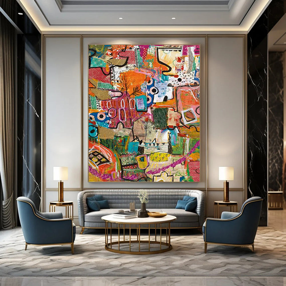 Custom Hand-Painted Abstract Artworks: Textured Wonders for Dining Room & Living Room DTP293