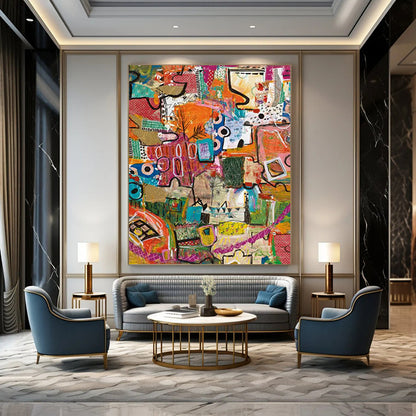 Custom Hand-Painted Abstract Artworks: Textured Wonders for Dining Room & Living Room DTP293