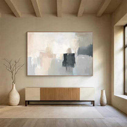 “Neutral Abstract Layers” - Beige, Gray, White, Black - Subtle Abstract Layers - Acrylic Painting HB1319