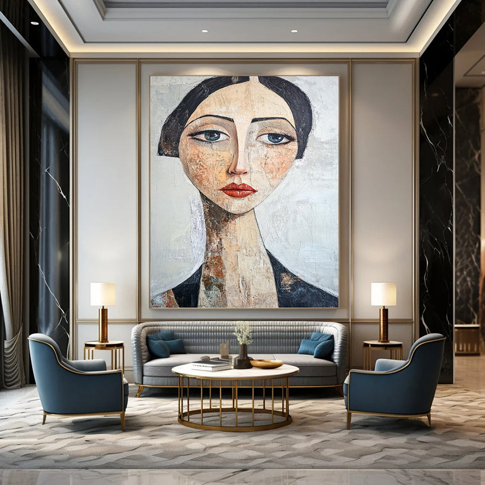 Vertical Hand - Painted Textured Custom Abstract Creation for Dining Room and Hotel DKH1654