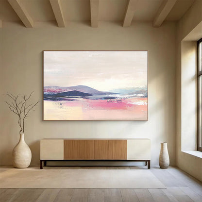 “Pastel Mountainscape” - Pink, Purple, Blue, Softly Painted Hills and Sky Painting On Canvas HB0940