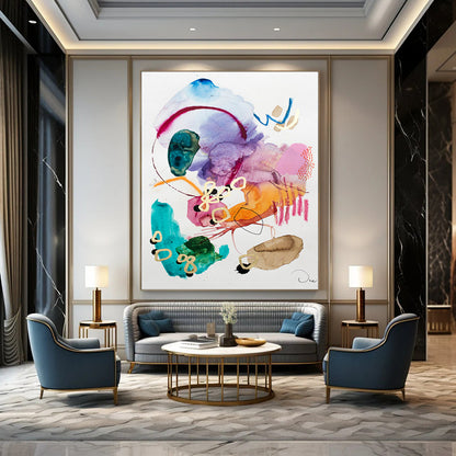 Large-Scale Hand-Painted Abstract Mural for Bedroom & Dining Room LargeART1869