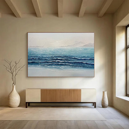 Sparkling Sea Wave Oil Painting - Coastal Bedroom or Office Art DLZ185