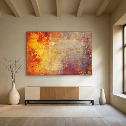 “Warm Textured Background” - Orange, Yellow, Red, Purple, Gray - Textured Abstract Background - Acrylic Painting HB1325