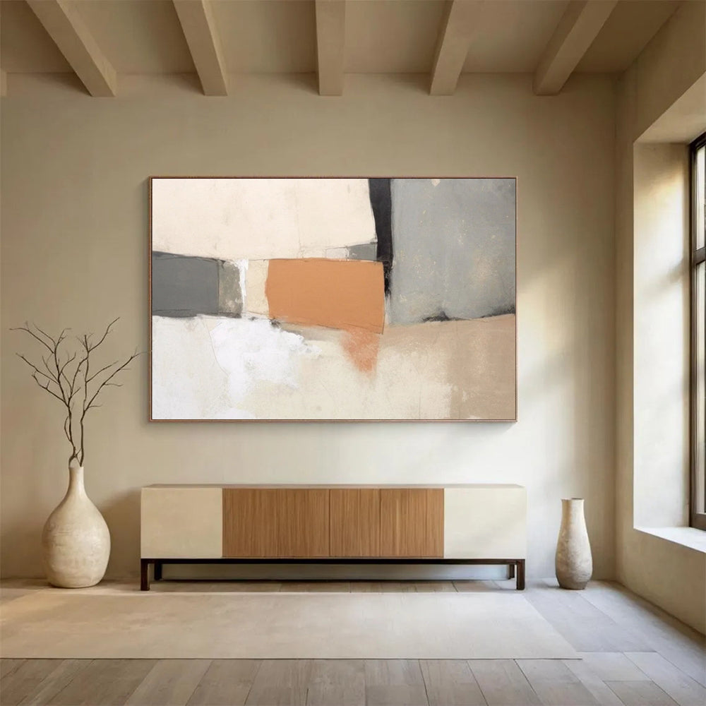 Neutral Tones Geometric Abstract - Cozy Living Room Charm DLZ076