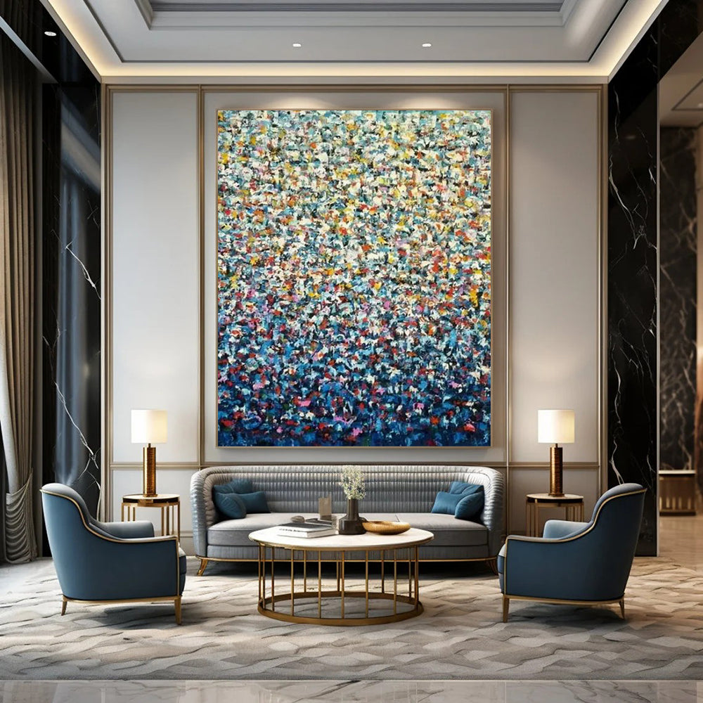 Large-Scale Hand-Painted Abstract Canvas for Hotel Lobby & Bedroom LargeART2344