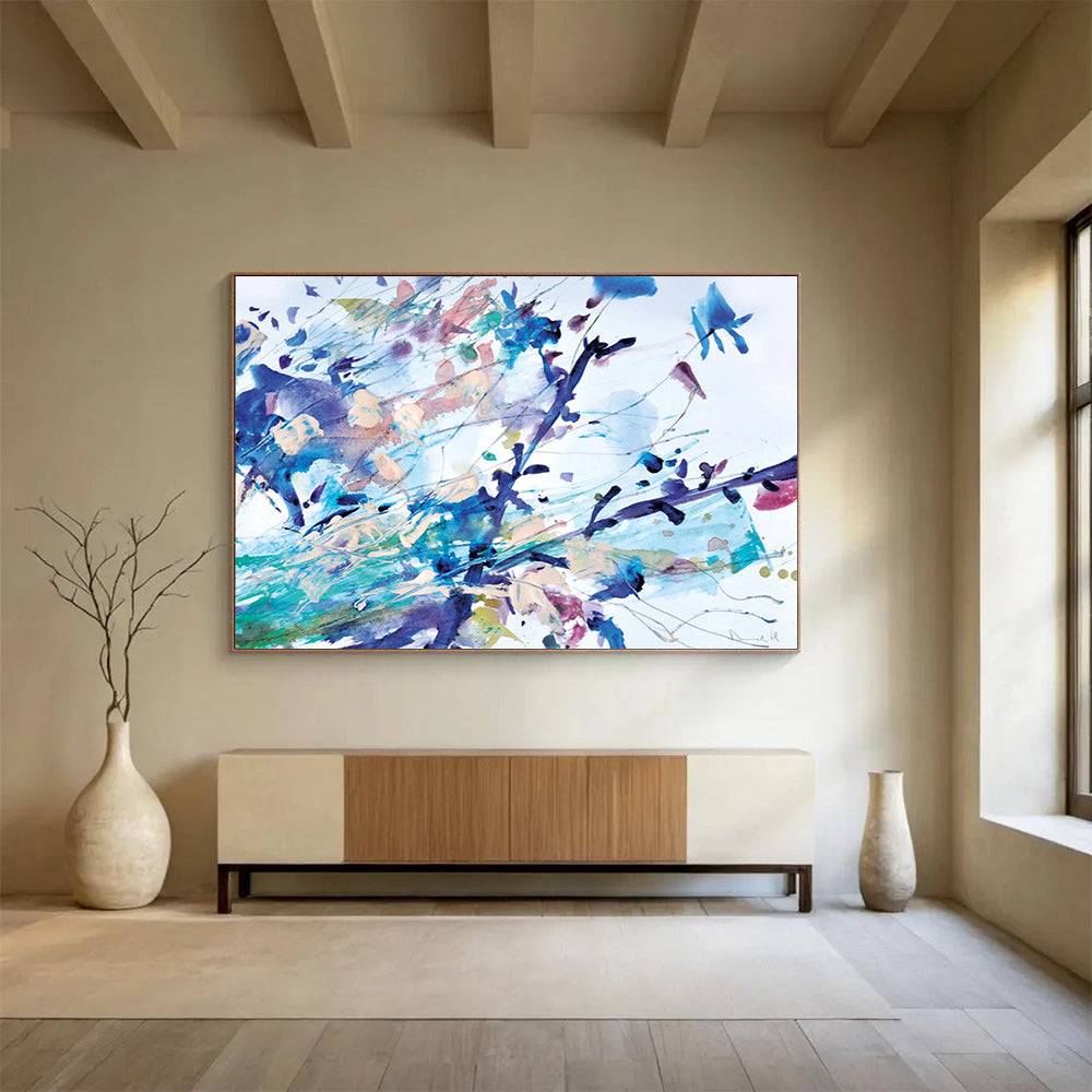 Blue - Colored Floral Abstract: Lighting Up the Artistic Flowers in the Space DLZ147